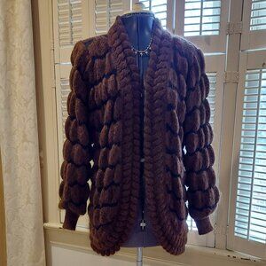 Vintage Brown & Black Textured Open Front  Sweater Jacket NWT Size S